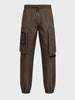 Men's Brown Relaxed Fit Solid Utility Cargo