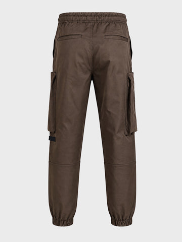 Men's Brown Relaxed Fit Solid Utility Cargo