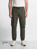 Men's Olive Relaxed Fit Solid Utility Cargo
