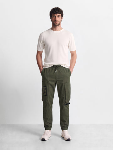 Men's Olive Relaxed Fit Solid Utility Cargo