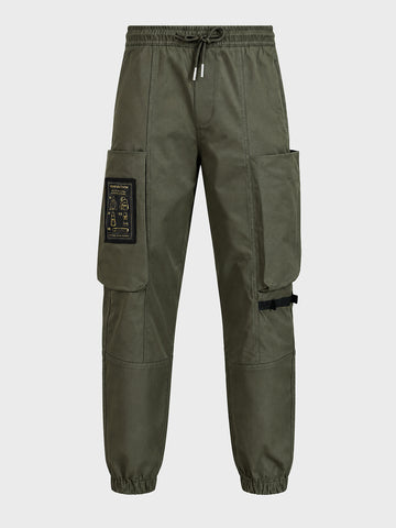 Men's Olive Relaxed Fit Solid Utility Cargo