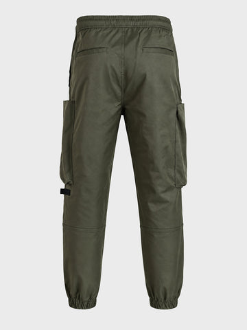Men's Olive Relaxed Fit Solid Utility Cargo