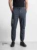 Men's Grey Relaxed Fit Solid Utility Cargo