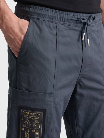 Men's Grey Relaxed Fit Solid Utility Cargo