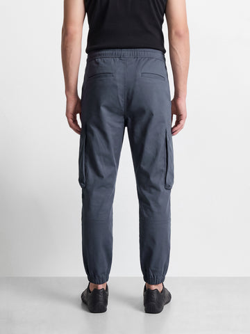 Men's Grey Relaxed Fit Solid Utility Cargo