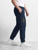 Men's Navy Relaxed Fit Solid Utility Cargo