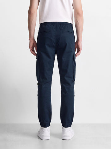 Men's Navy Relaxed Fit Solid Utility Cargo