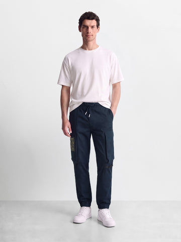 Men's Navy Relaxed Fit Solid Utility Cargo