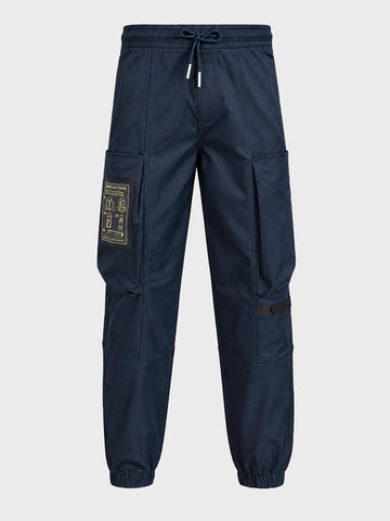 Men's Navy Relaxed Fit Solid Utility Cargo