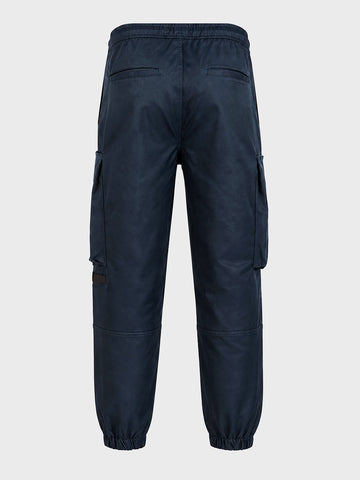 Men's Navy Relaxed Fit Solid Utility Cargo