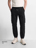 Men's Black Relaxed Fit Solid Utility Cargo