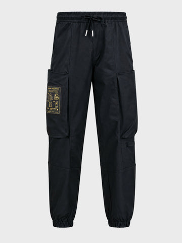 Men's Black Relaxed Fit Solid Utility Cargo