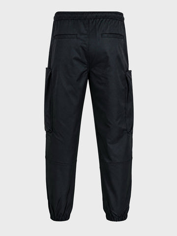 Men's Black Relaxed Fit Solid Utility Cargo