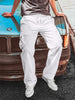 Men's White Relaxed Fit Solid Utility Cargo