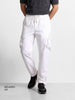 Men's White Relaxed Fit Solid Utility Cargo