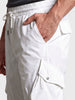 Men's White Relaxed Fit Solid Utility Cargo