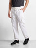 Men's White Relaxed Fit Solid Utility Cargo
