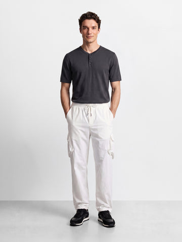Men's White Relaxed Fit Solid Utility Cargo