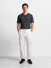 Men's White Relaxed Fit Solid Utility Cargo
