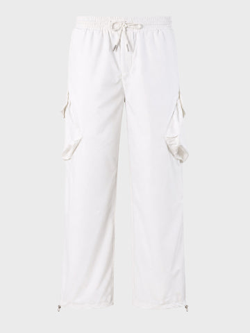 Men's White Relaxed Fit Solid Utility Cargo