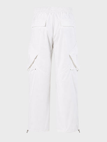 Men's White Relaxed Fit Solid Utility Cargo