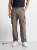 Men's Grey Relaxed Fit Solid Utility Cargos