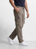 Men's Grey Relaxed Fit Solid Utility Cargos