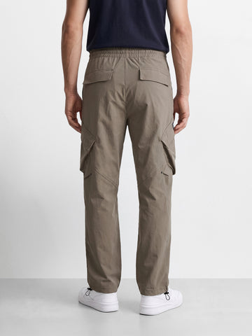 Men's Grey Relaxed Fit Solid Utility Cargos