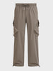 Men's Grey Relaxed Fit Solid Utility Cargos