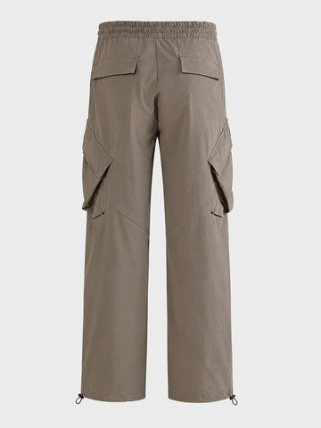 Men's Grey Relaxed Fit Solid Utility Cargos
