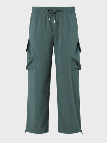 Men's Green Relaxed Fit Solid Utility Cargo