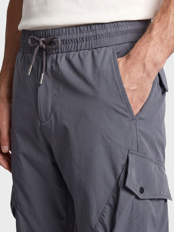 Men's Grey Relaxed Fit Solid Utility Cargos