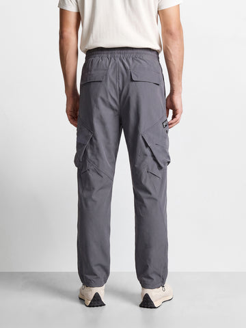 Men's Grey Relaxed Fit Solid Utility Cargos