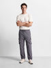 Men's Grey Relaxed Fit Solid Utility Cargos
