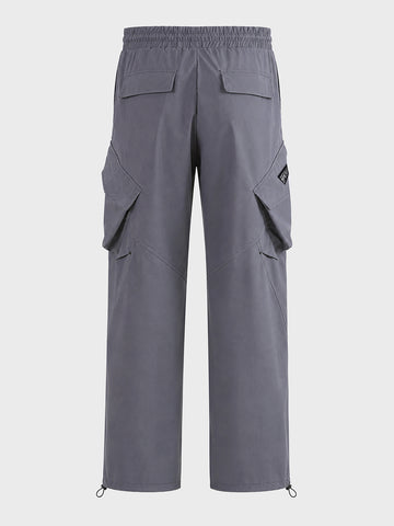 Men's Grey Relaxed Fit Solid Utility Cargos