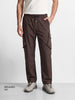 Men's Brown Relaxed Fit Solid Utility Cargos