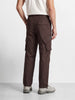 Men's Brown Relaxed Fit Solid Utility Cargos