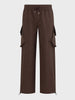Men's Brown Relaxed Fit Solid Utility Cargos