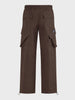 Men's Brown Relaxed Fit Solid Utility Cargos