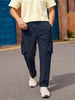 Men's Navy Relaxed Fit Solid Utility Cargos