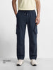 Men's Navy Relaxed Fit Solid Utility Cargos