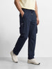 Men's Navy Relaxed Fit Solid Utility Cargos