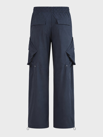 Men's Navy Relaxed Fit Solid Utility Cargos
