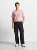 Men's Black Relaxed Fit Solid Utility Cargos