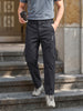 Men's Grey Relaxed Fit Solid Utility Cargo