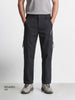 Men's Grey Relaxed Fit Solid Utility Cargo