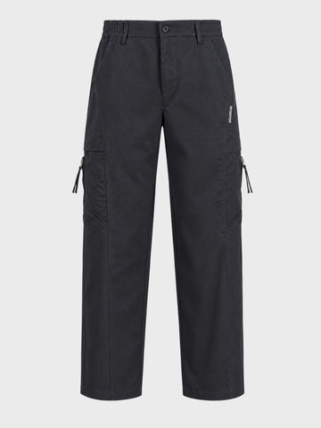 Men's Grey Relaxed Fit Solid Utility Cargo
