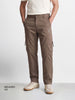 Men's Khaki Relaxed Fit Solid Utility Cargo