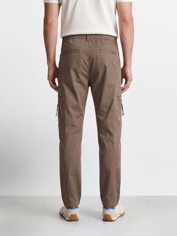 Men's Khaki Relaxed Fit Solid Utility Cargo