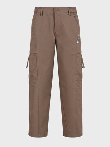 Men's Khaki Relaxed Fit Solid Utility Cargo
